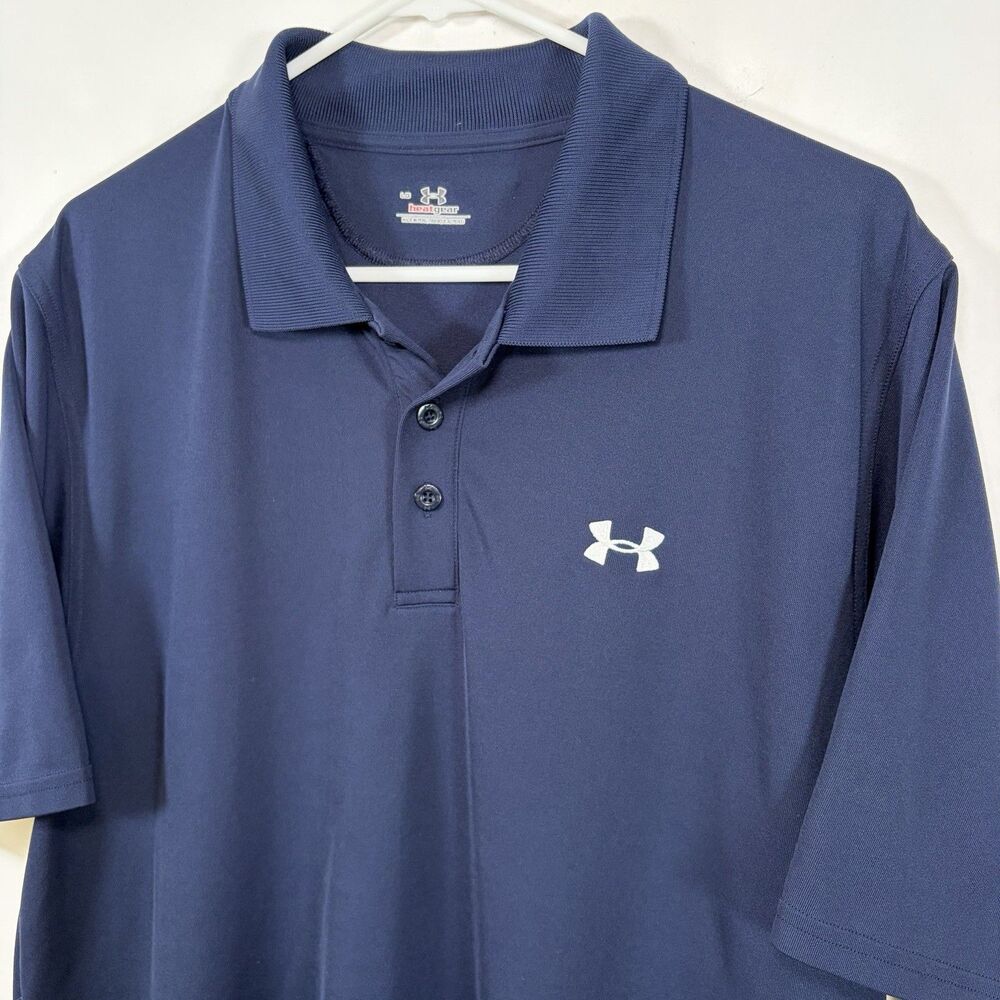 Under Armour HeatGear Golf Polo Shirt Mens Size Large Navy Blue Performance